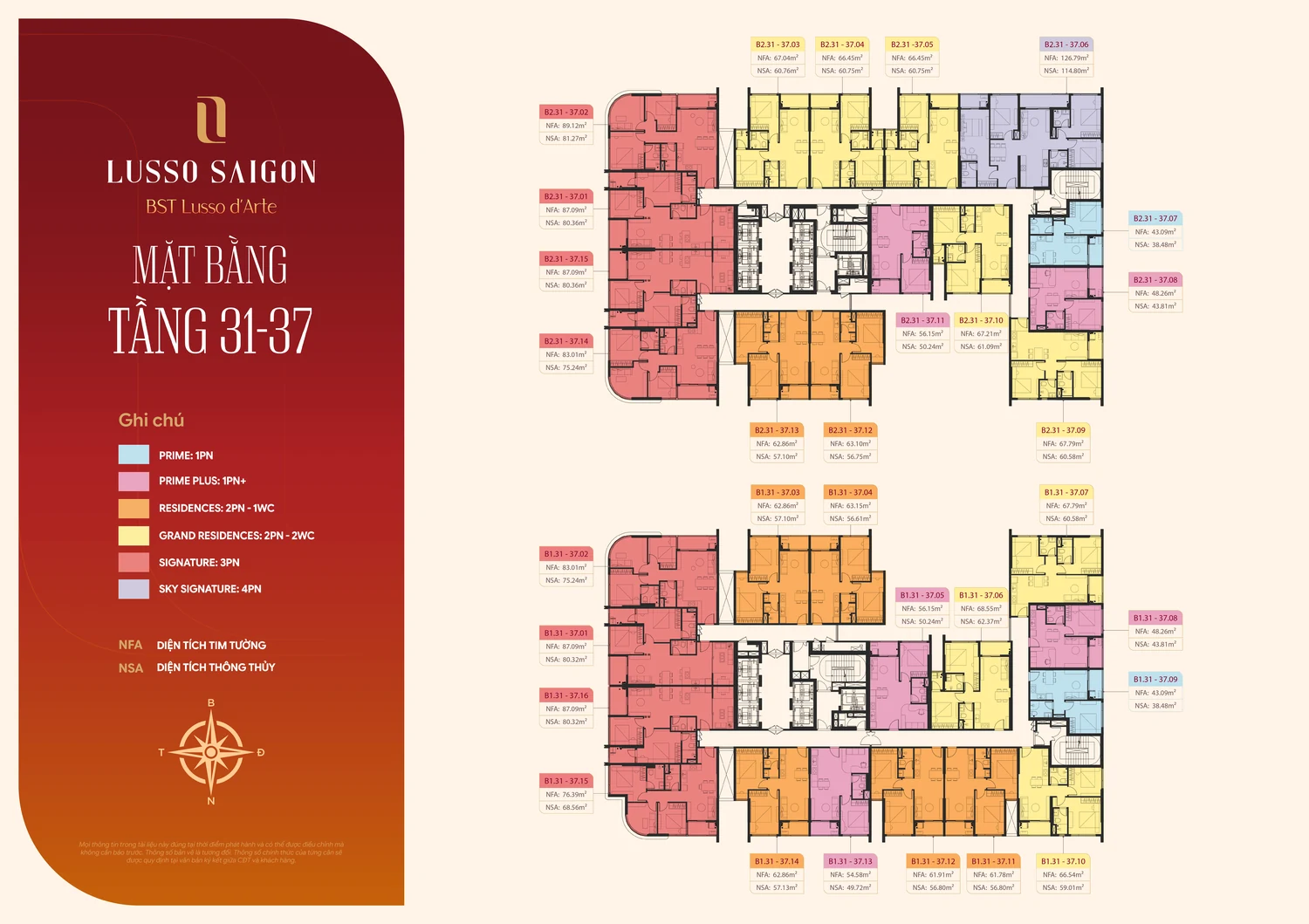 Mặt bằng tầng 31-37